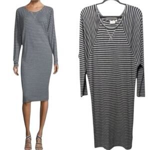 AG Adriano Goldschmied Gabby Raglan Striped Super Soft Long Sleeve Dress Size XS